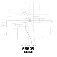 Argos Indiana. US street map with black and white lines.