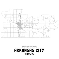 Arkansas City Kansas. US street map with black and white lines.
