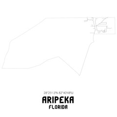 Aripeka Florida. US street map with black and white lines.