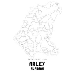 Arley Alabama. US street map with black and white lines.