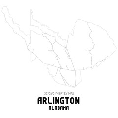 Arlington Alabama. US street map with black and white lines.