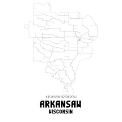 Obraz premium Arkansaw Wisconsin. US street map with black and white lines.
