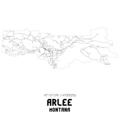 Arlee Montana. US street map with black and white lines.