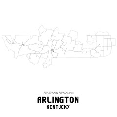 Arlington Kentucky. US street map with black and white lines.