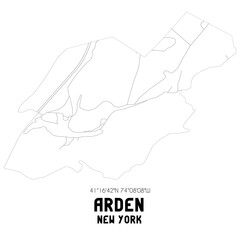 Arden New York. US street map with black and white lines.