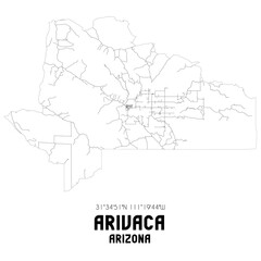Arivaca Arizona. US street map with black and white lines.