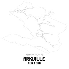 Arkville New York. US street map with black and white lines.