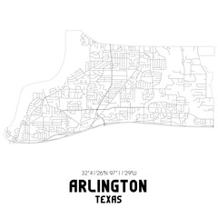 Arlington Texas. US street map with black and white lines.