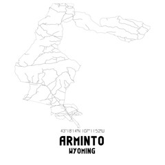 Arminto Wyoming. US street map with black and white lines.