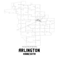 Arlington Minnesota. US street map with black and white lines.