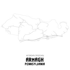 Armagh Pennsylvania. US street map with black and white lines.