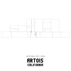 Artois California. US street map with black and white lines.