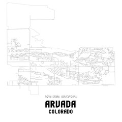 Arvada Colorado. US street map with black and white lines.