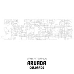 Arvada Colorado. US street map with black and white lines.