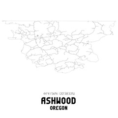 Naklejka premium Ashwood Oregon. US street map with black and white lines.