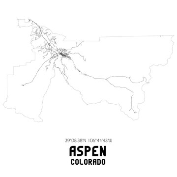 Aspen Colorado. US Street Map With Black And White Lines.