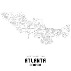 Atlanta Georgia. US street map with black and white lines.