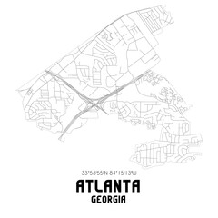 Atlanta Georgia. US street map with black and white lines.