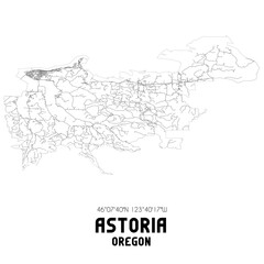 Astoria Oregon. US street map with black and white lines.