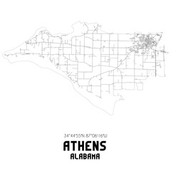 Athens Alabama. US street map with black and white lines.