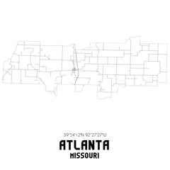 Atlanta Missouri. US street map with black and white lines.