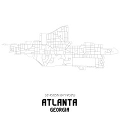 Atlanta Georgia. US street map with black and white lines.