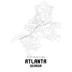 Atlanta Georgia. US street map with black and white lines.