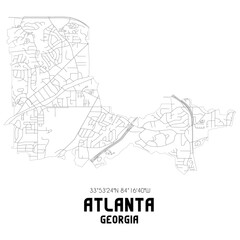 Atlanta Georgia. US street map with black and white lines.