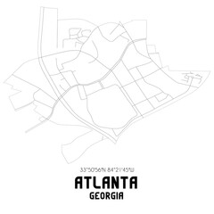 Atlanta Georgia. US street map with black and white lines.