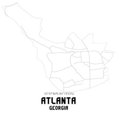Atlanta Georgia. US street map with black and white lines.
