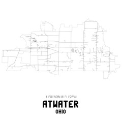 Obraz premium Atwater Ohio. US street map with black and white lines.