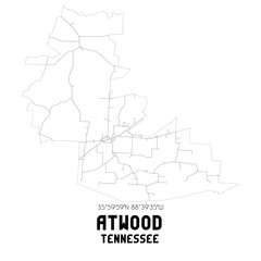 Fototapeta na wymiar Atwood Tennessee. US street map with black and white lines.