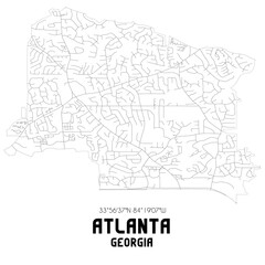 Atlanta Georgia. US street map with black and white lines.