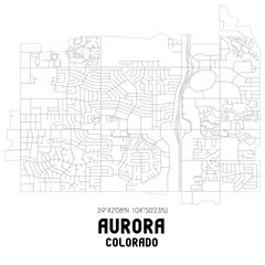 Obraz premium Aurora Colorado. US street map with black and white lines.