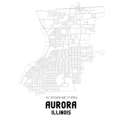 Aurora Illinois. US street map with black and white lines.