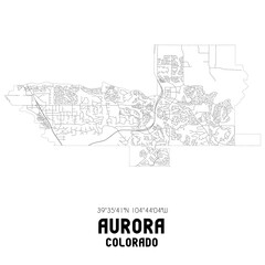 Fototapeta na wymiar Aurora Colorado. US street map with black and white lines.