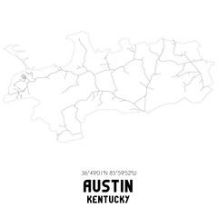 Austin Kentucky. US street map with black and white lines.