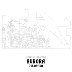 Aurora Colorado. US street map with black and white lines.