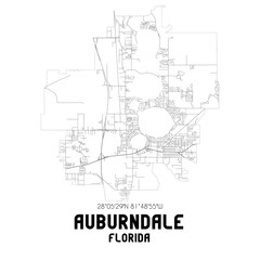 Auburndale Florida. US street map with black and white lines.