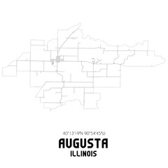 Augusta Illinois. US street map with black and white lines.