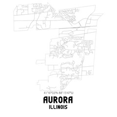 Fototapeta na wymiar Aurora Illinois. US street map with black and white lines.