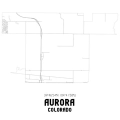 Aurora Colorado. US street map with black and white lines.