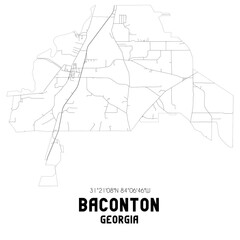 Obraz premium Baconton Georgia. US street map with black and white lines.