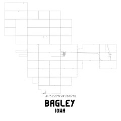 Bagley Iowa. US street map with black and white lines.
