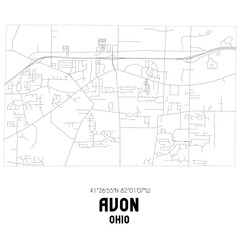 Avon Ohio. US street map with black and white lines. - obrazy, fototapety, plakaty