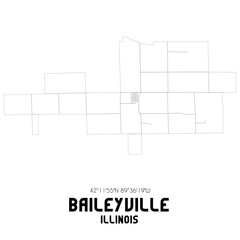 Baileyville Illinois. US street map with black and white lines.
