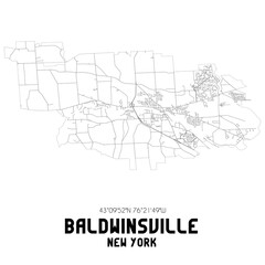 Baldwinsville New York. US street map with black and white lines.