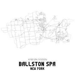 Fototapeta na wymiar Ballston Spa New York. US street map with black and white lines.