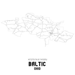 Baltic Ohio. US street map with black and white lines.