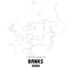 Banks Idaho. US street map with black and white lines.